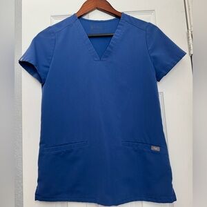 Figs Casma Three-pocket Scrub Top, Denim XXS